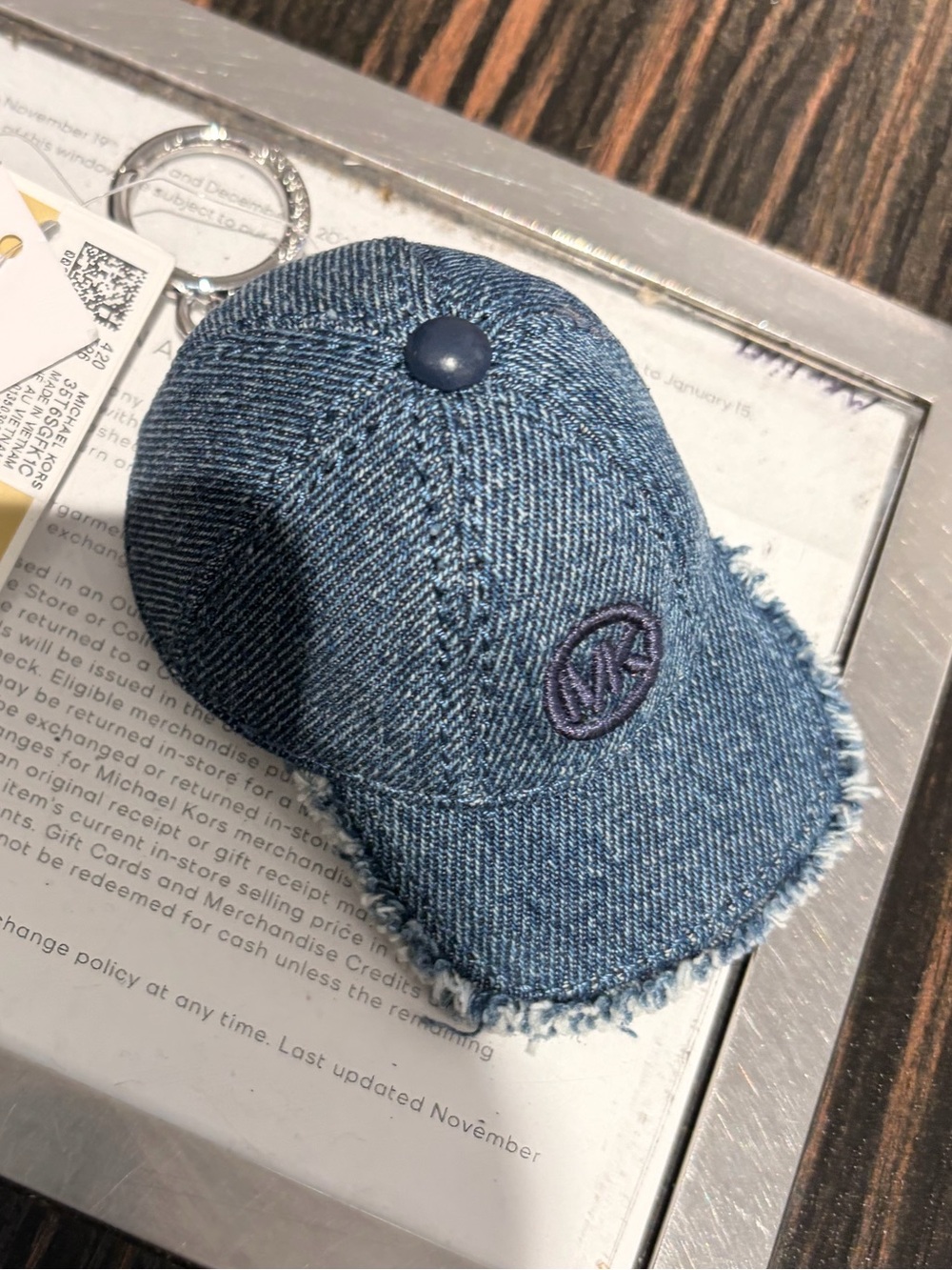 Michael Kors Denim Mini Cap Keychain  bag charm in Blue new with tag